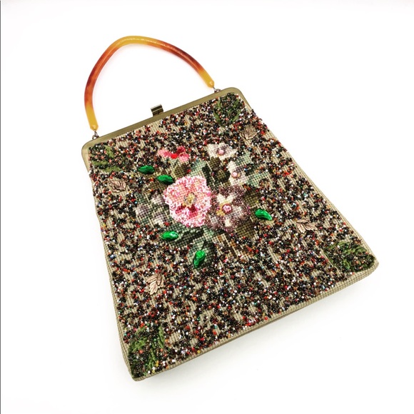 Vintage Handbags - Vintage Souré New York Needlepoint Beaded Handbag